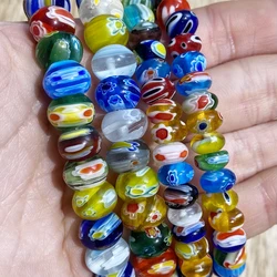 Oval Mixed-color Millefiori Glass Lampwork Loose Crafts Beads for Making DIY Bracelet Necklace Earrings Jewelry Accessories