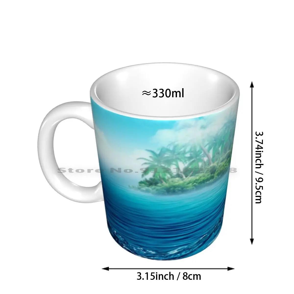 Island Ceramic Mugs Coffee Cups Milk Tea Mug Island Water Landscape Nature Ocean Beach Sunset Sunrise Sun Palm Trees Show