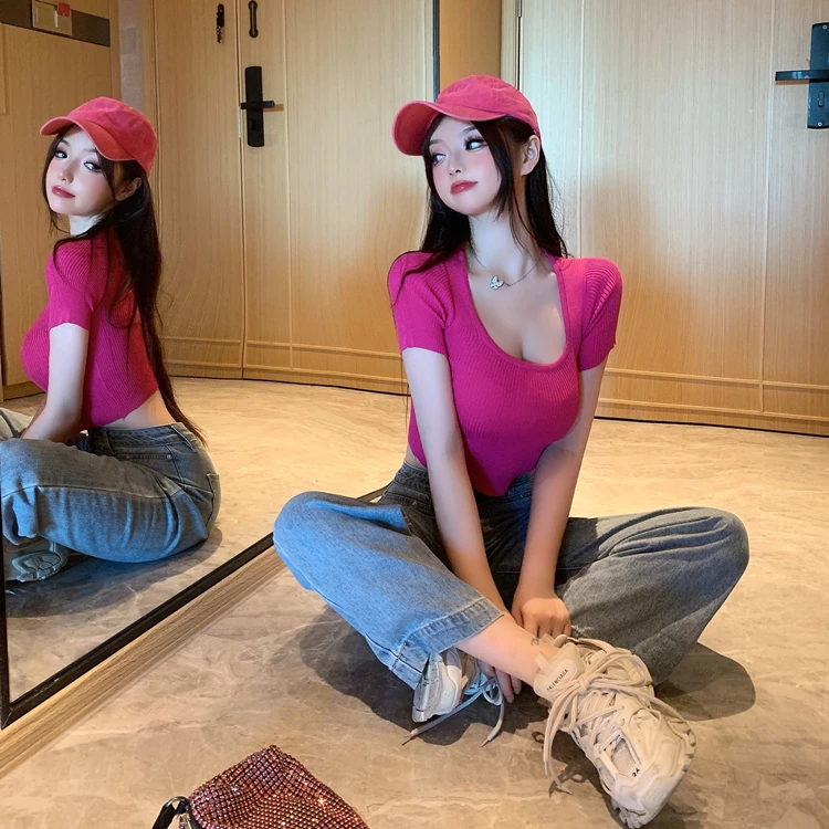 Sexy Knitted Top Summer Square Neck Tank Top Women Camisole Party Club Slim Top Female High Street Vest Casual Camis Beach