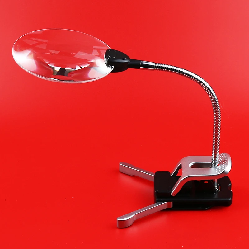 Loupe de bureau à Clip 2,5x10x, loupe à double usage avec lumière Led, loupe de lecture et d'entretien multifonction