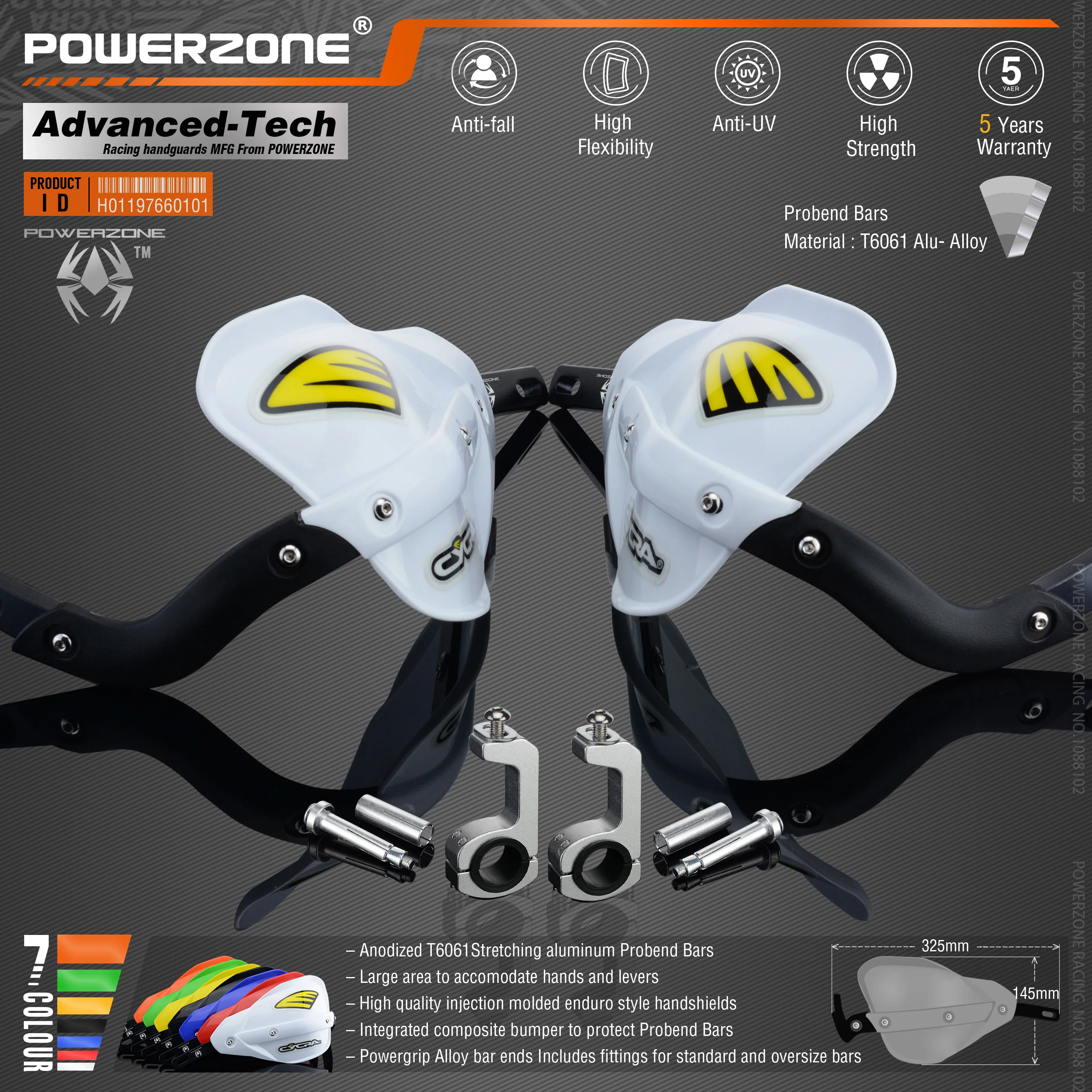 Powerzone-Motocicleta Guiador Probend Punhos, Honda KTM ADV EXC Enduro Husqvarna TE CRF WRF DRZ KLX, Bicicleta suja ATV Guiador