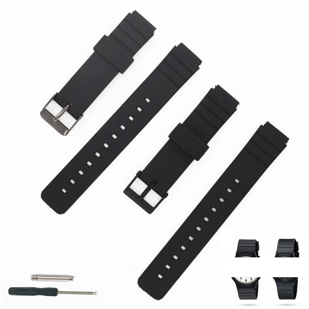 TPU Rubber Watch Band Strap For MQ-24 mq24 MW-240 MQ41 Replacement Black Waterproof Watchband Belt Bracelet Watch Accessories