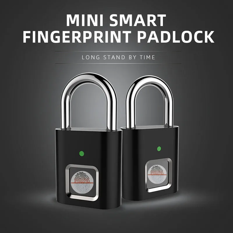 Door Lock Fingerprint Padlock USB Rechargeable Mini Bag Smart Home Finger Print Locks electronics