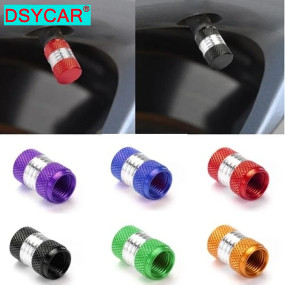 

DSYCAR 4Pcs/Lot Silver Car Tire Valve Stems Cap Knurling Style Tire Valve Cap aluminum Tire Wheel Stem Air Valve Caps