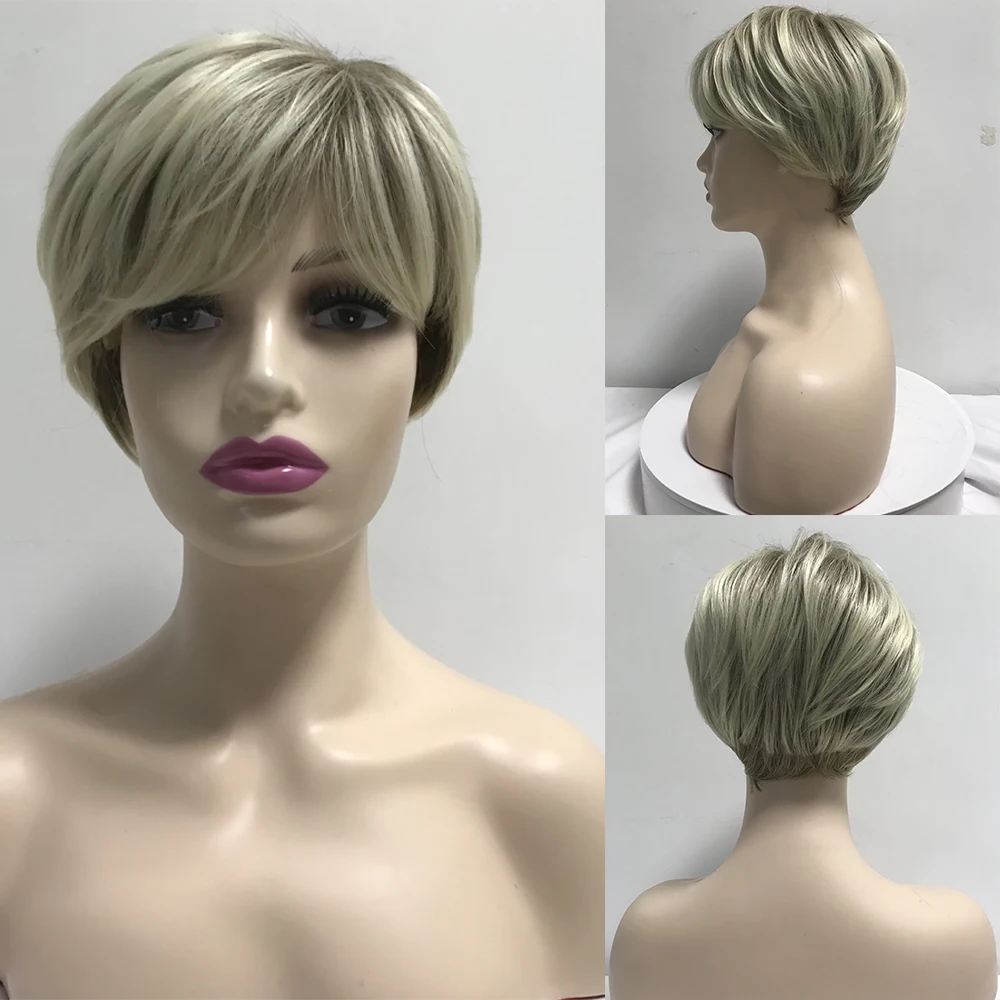 

Amir Short Synthetic wig Light Brown Bob Wigs For Women With Free side Bangs Hair High Temperature Fiber Straight Hair Cosplay