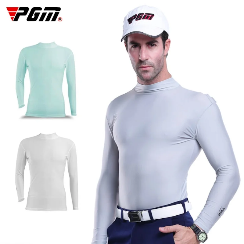 PGM Golf Men Ice Silk Bottoming Shirt Summer Sunscreen Long Sleeve T-shirt Cool Cotton Clothes Breathable YF202 Wholesale