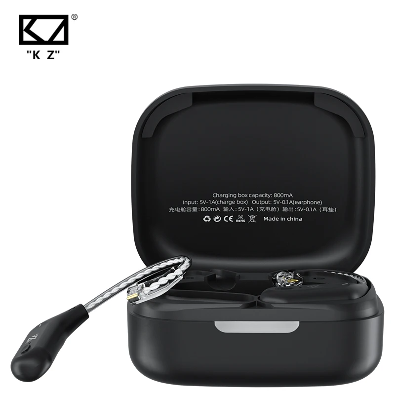 KZ AZ09 Wired Earphones Upgrade Cable Headphones HIFI Wireless Ear Hook With Charging Case For KZ C Pin Headset