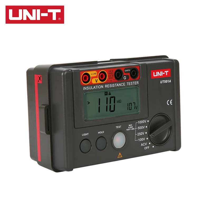 UNI-T UT501A Insulation Resistance Tester 1000V Megohmmeter 5GΩ Ohm Meter Professional Digital Ohmmeter Electrical Megometer