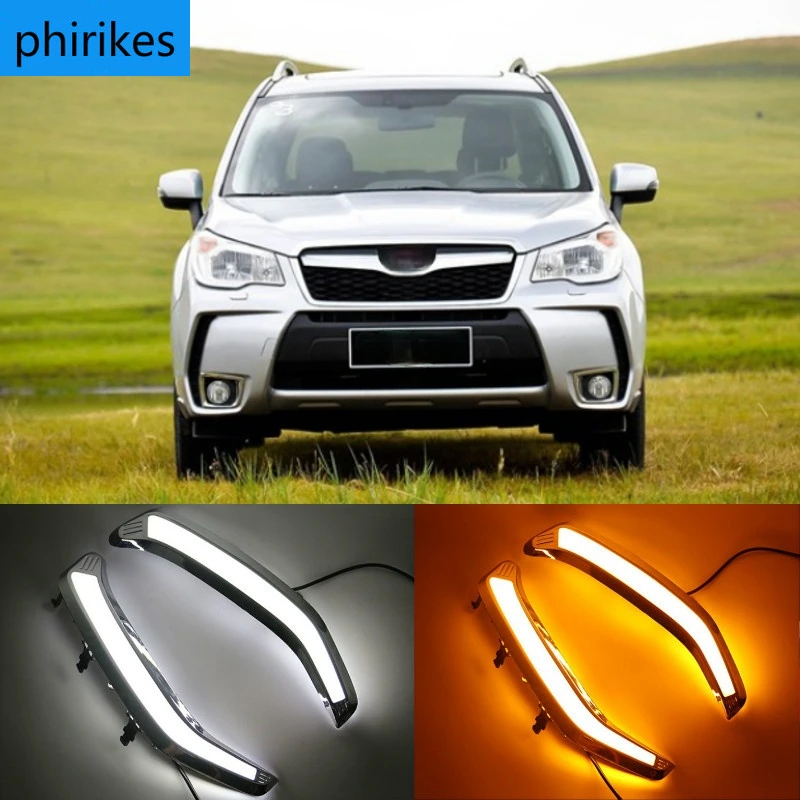 

1set For Subaru Forester 2013 2014 2015 2016 2017 2018 LED DRL Daytime Running Light Daylight Waterproof yellow Signal lamp