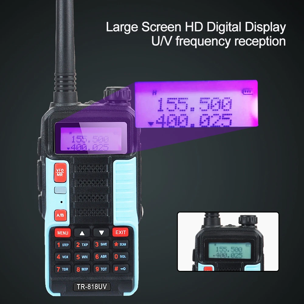 TR-818UV Dual Band Walkie Talkie 8W Daya Tinggi Baofeng Ham Radio VHF 136-174MHz UHF 400-520MHZ 128CH Portable FM Radio