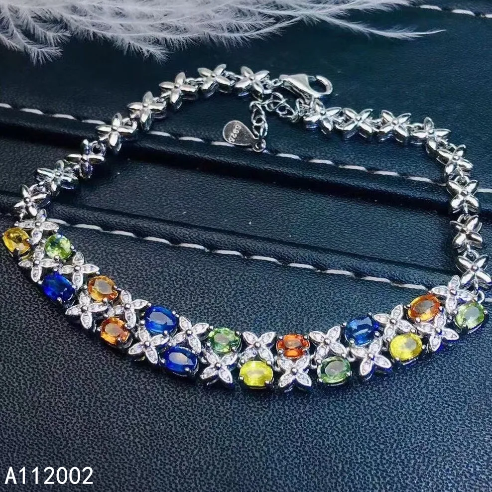 KJJEAXCMY fine jewelry natural Colored sapphire 925 sterling silver new women gemstone hand bracelet support test classic