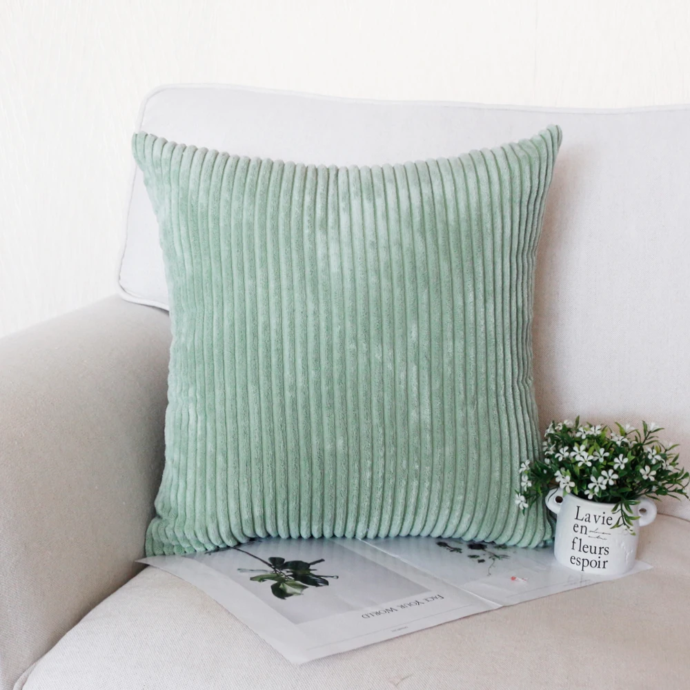 Gestreifter Cordstoff, einfarbig, Kissenbezug, 45/50/60 cm, Sofa-Bett-Dekoration, klassischer einfacher Kissenbezug NPCJC-C – Detail 7