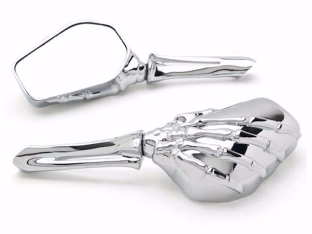 

Chrome 3D Skull Claw Skeleton Rear View Mirrors For Harley Dyna Electra Glide Sportster 1200 883