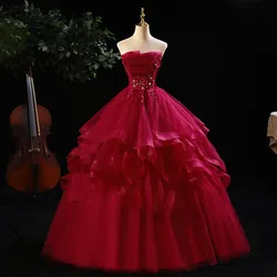 Vestido de quinceañera sin tirantes, nuevo vestido de fiesta con foto Real, Formal, de baile de graduación, Vintage, de encaje, 2021