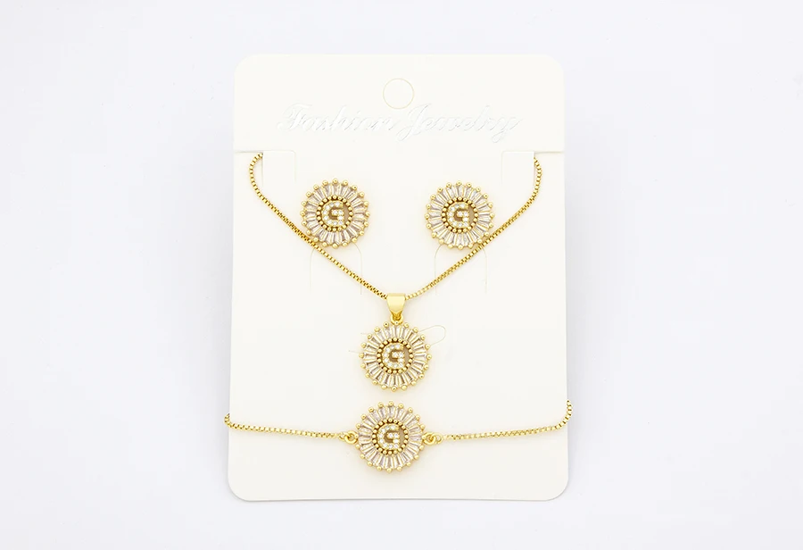 Nidin Heißer 26 Buchstaben Schmuck Sets Halskette + Ohrringe + Armband Für Frauen Initial Alphabet Charme Kupfer Zirkon Party hochzeit Geschenk – Detail 18