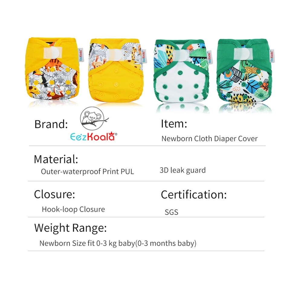 EezKoala ECO-friendly Newborn Cloth Diaper Cover Baby Diapers Waterproof Cover Nappies Reusable Washable Adjustable Pocket