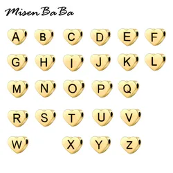 5PCS/lot Wholesale Stainless Steel Initials Heart Pendant First Letter Charms  for Jewelry Making DIY Heart Beads Pendants