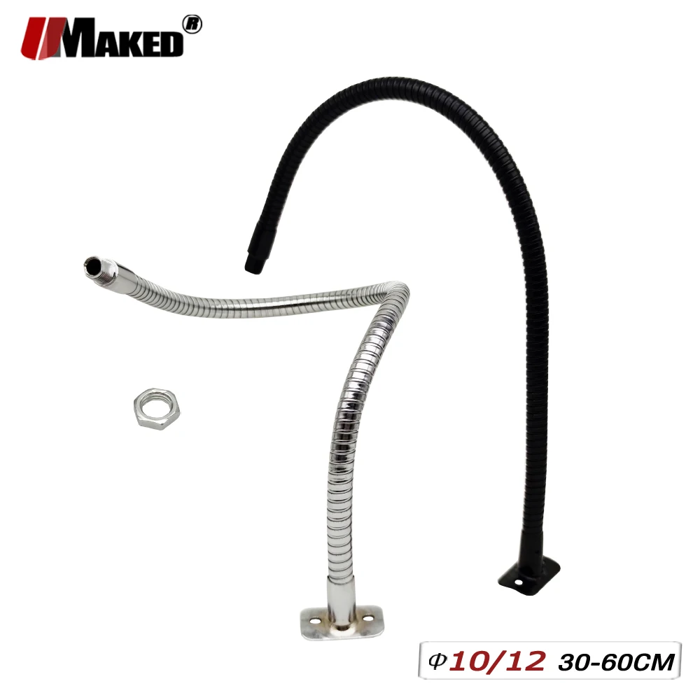 1Pcs LED Gooseneck With Bracket Holder Dia10/12mm Table Lamps Flexible Universal Metal Serpentine Tubes 30-60cm For Track Lights