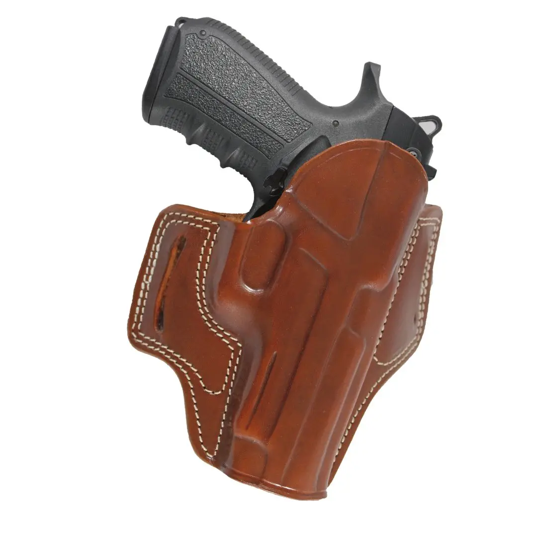 

YT HOBBY CZ P-10C Handmade Pancake Style Leather OWB Carry Two Slot Fast Draw Pistol Firearm Gun Holster