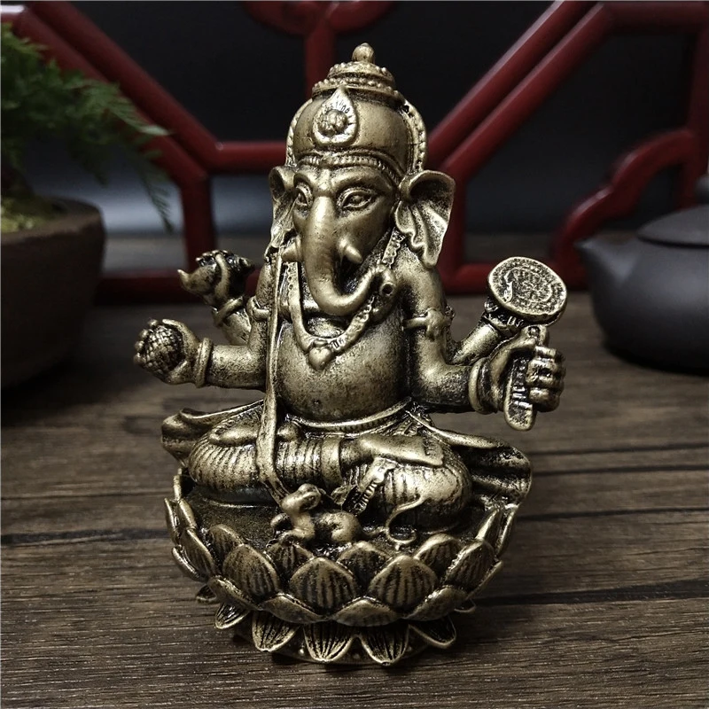 Bronzefarbene Lord Ganesha Buddha-Statue Ornamente Elefantengott-Skulptur aus Harz Figuren zur Heimdekoration Große Buddha-Statuen – Detail 6