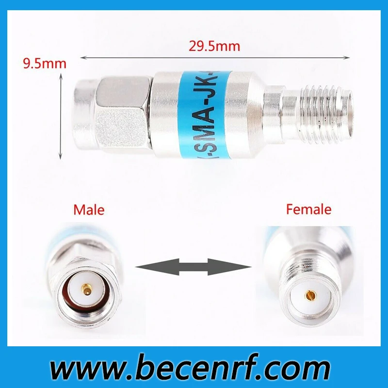 Free shipping 2W SMA Fixed Attenuator 50ohm 1db 2db 3db 4db 5db 6db 7db 8db 9db 10db 15db 20db 25db 30db 6GHz RF Coax Connectors