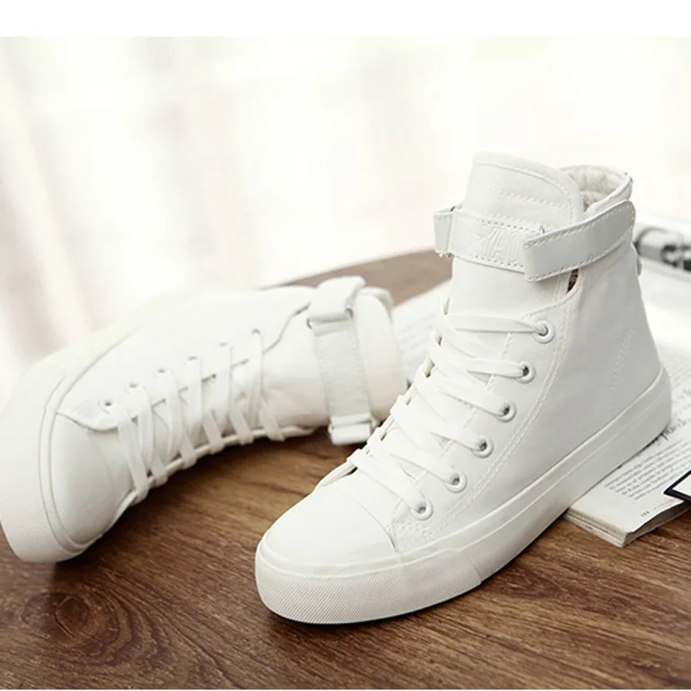 2020 Men and Women New Shoes Korean Style High-top All Black Cloth Shoe White Shoe Comfortable Flats Men and Women Casual Shoes