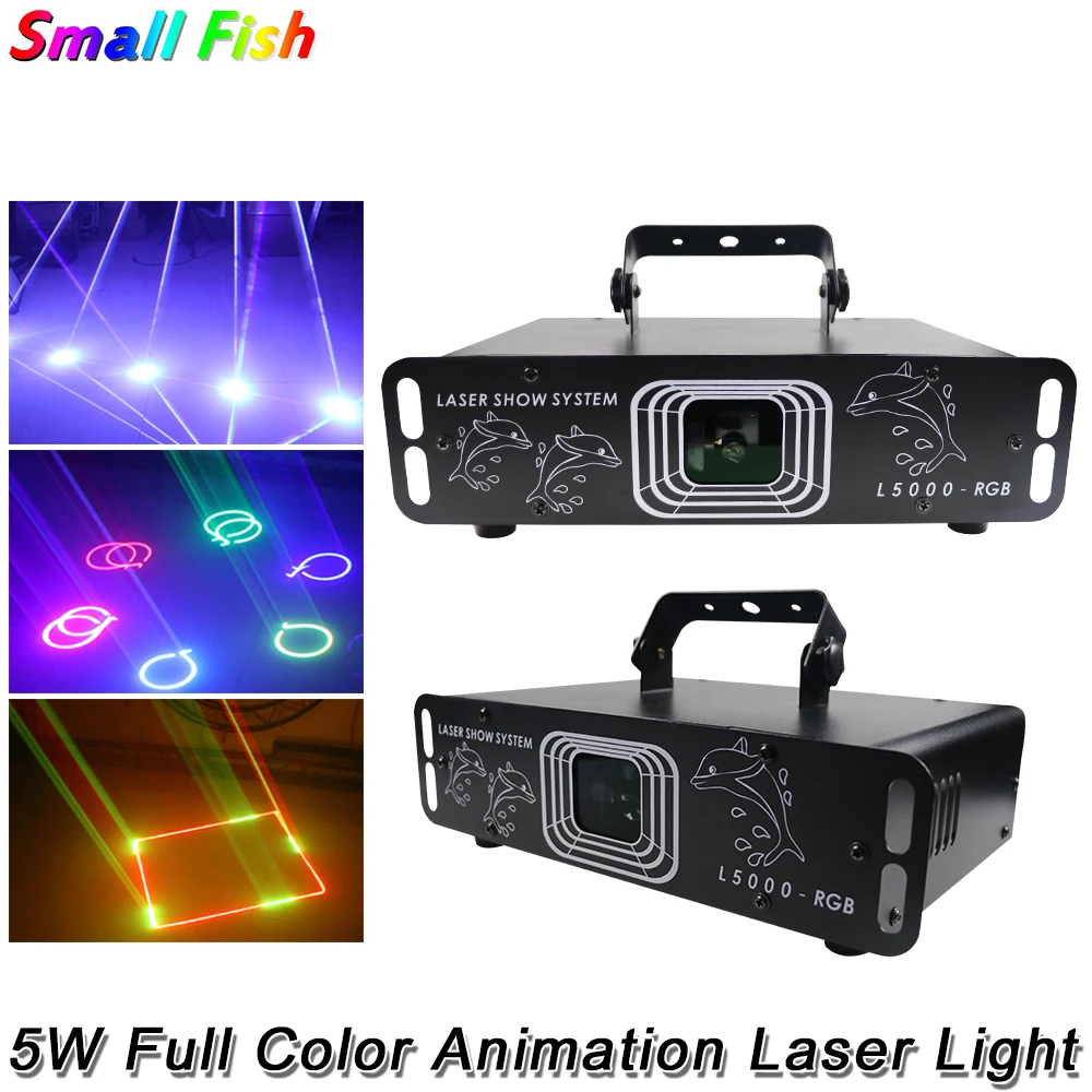 5W RGB Animation 20kpps Laser Lights Sound Control Stage Full Color Show Effect Laser Projector For DJ Party Wedding Club KTV