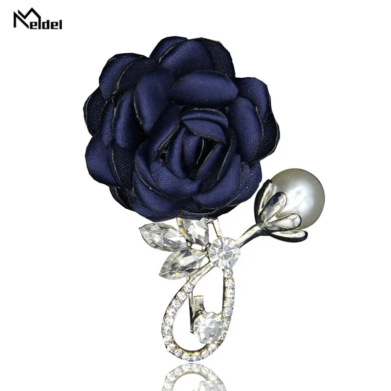 Meldel-broche feminino para casamento, broche de flores com buraco e buquê, fecho de tecido para noivado, planejador de casamento para homens