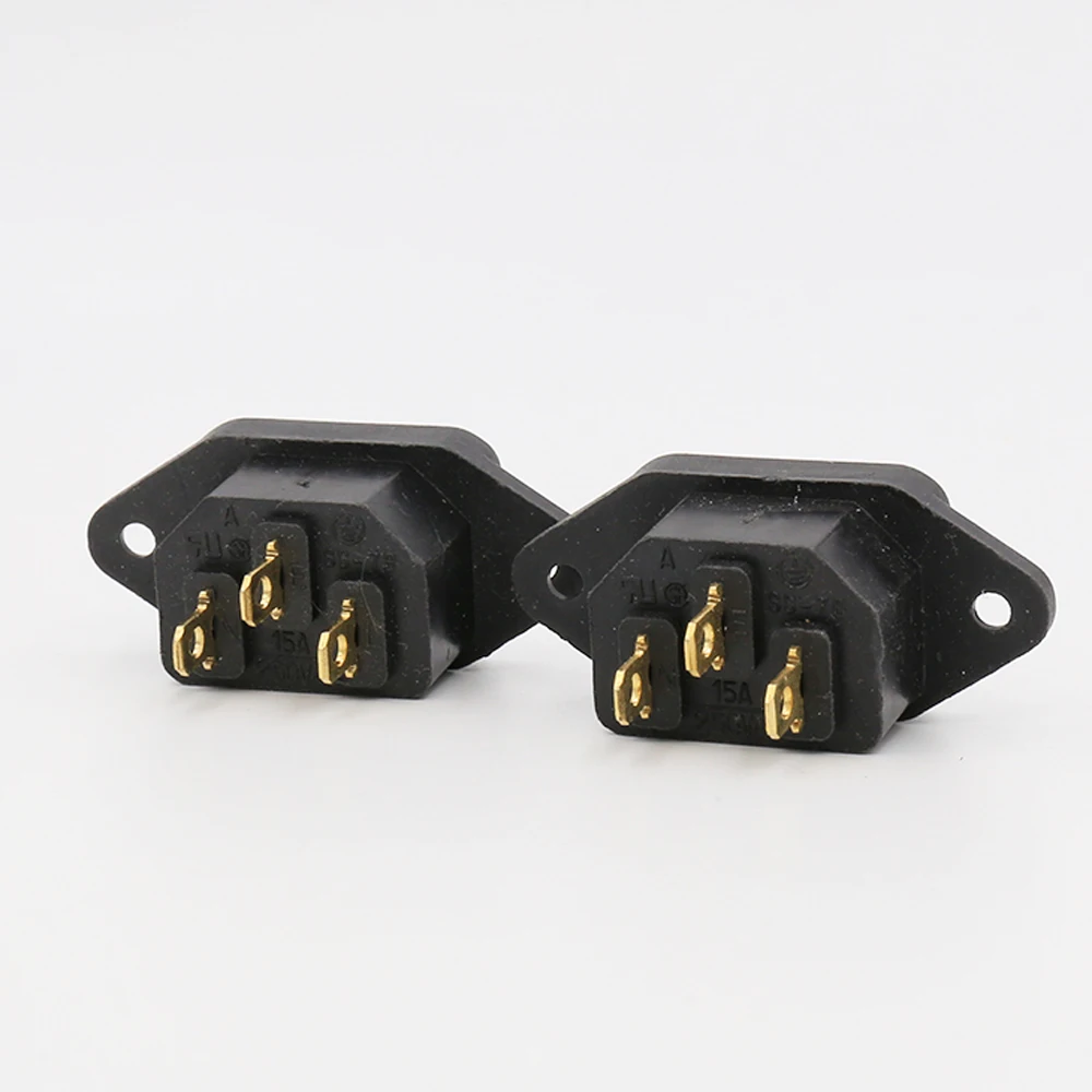 Unprinted FI-05G Gold Plated IEC C14 Inlet Mains Power Socket Male Panel Entry Plug HiFi