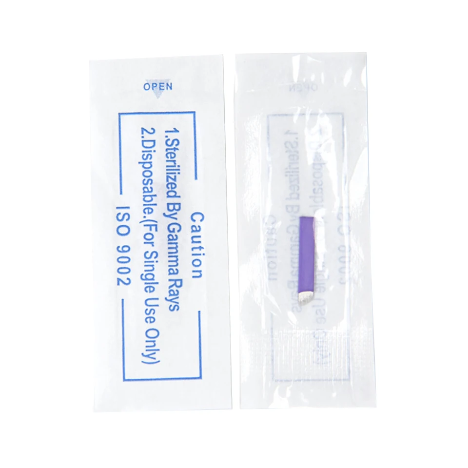 100 قطعة/الوحدة المتاح تعقيم الأرجواني شفرات دبوس الإبر ل تجميل دائم دليل التطريز الحاجب ثلاثية الأبعاد الوشم الإبر