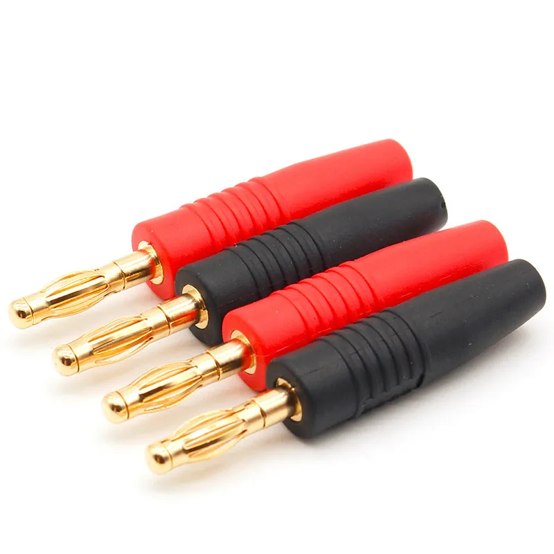 Clavija de Cable de altavoz Musical chapada en oro, conectores Banana, 4 piezas, 4mm