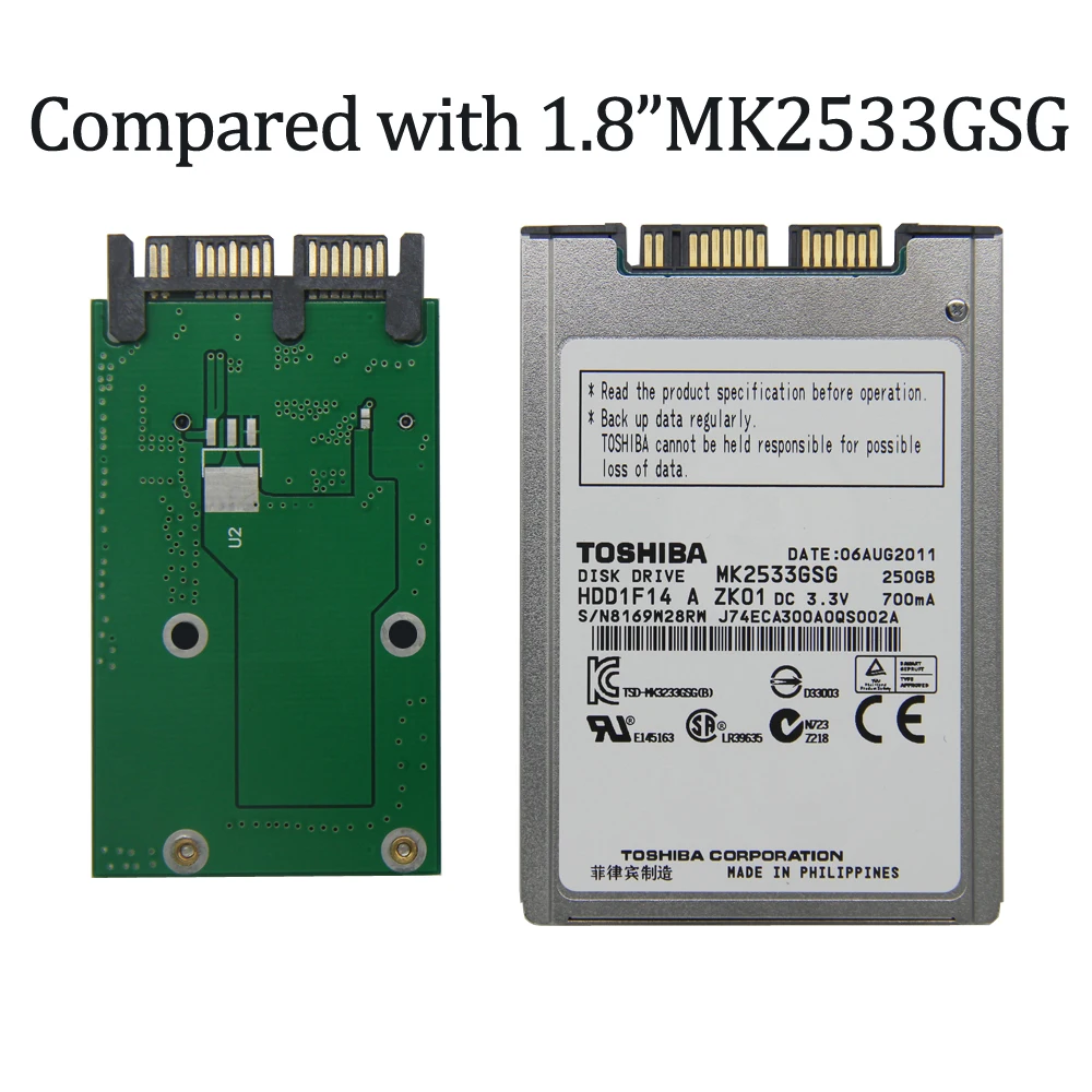 1.8นิ้วUSATA MiroSata SSD 128G 256G 512Gเปลี่ยนMK1235GSL MK1633GSG MK2533GSGสำหรับIBM X300 X301 T400S t410S Sony TR1 1.8 "HDD