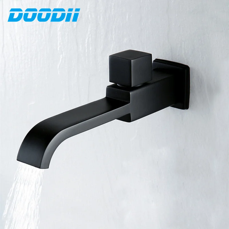 DODI New Arrival Brass Wall Mounted Black Kitchen Mixers Wall Mount Single Handle Mop Faucets Single cold Bathroom faucet