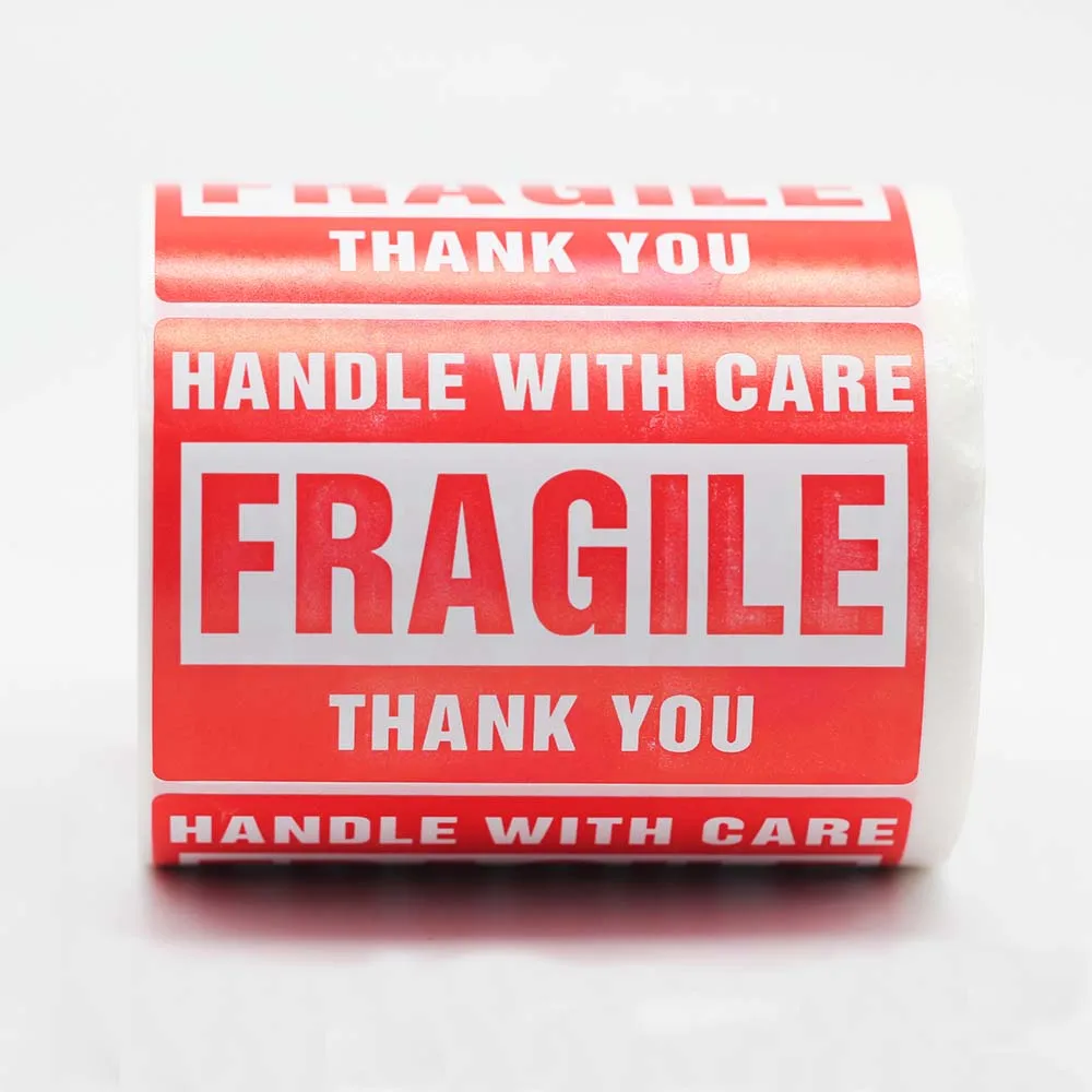 500-1000pcs 2*3Inch Fragile Warning Sticker Handle With Care Keep Dry Express Label Warning Thank You Packing/Shipping stickers