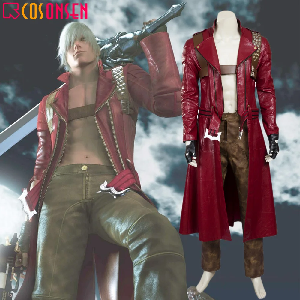 DMC Dante disfraz de Cosplay para hombre, traje de lujo para adultos, disfraz de Halloween, chaqueta