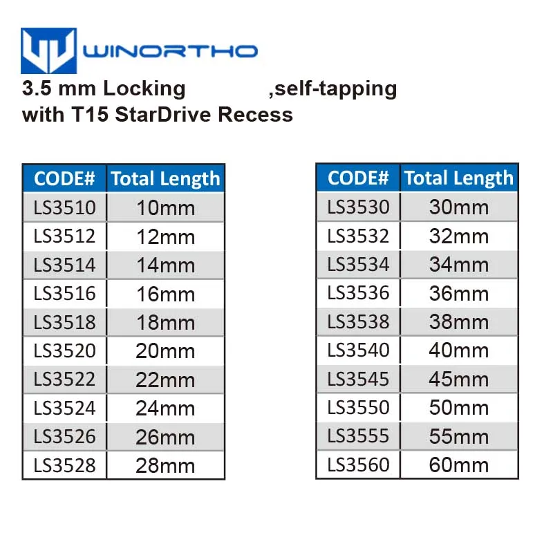 3.5mm stainless steel LCP Locking self-tapping pet instruments tools screws vet