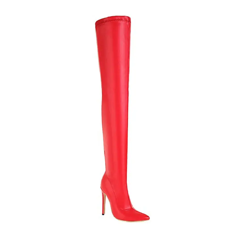 ZawsThia Sexy Club Stripper Heels Pointed Toe Extreme Thin High Heels Over-the-knee Boots Women Thigh High Overknees Big Size 46