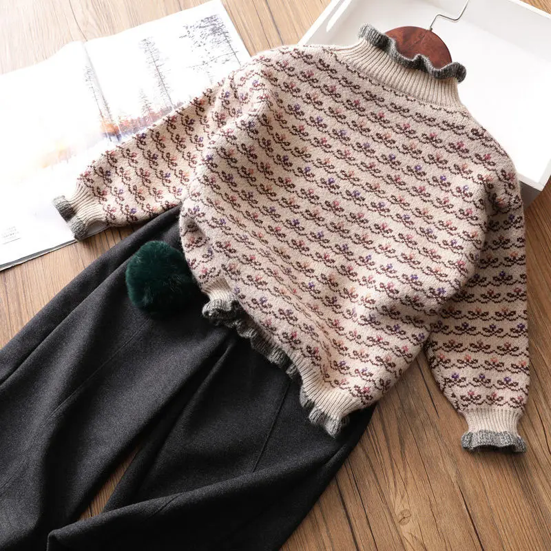 2021 Autumn Winter girls Pullover Sweater Kids  Knitting Sweater Children Soft Clothes girl Tops Outfit Clothing 2-14Y