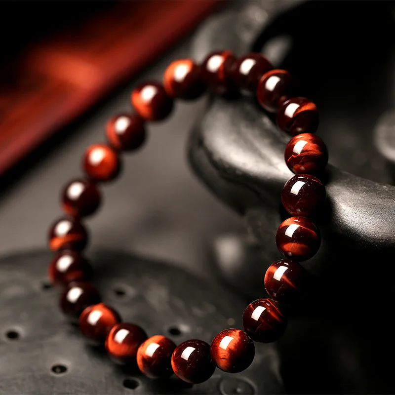 Minimalist 8MM Natural Stone Prayer Beads Tiger Eye Bracelet Handmade Red Brown Natural Stone Braclet For Men Yoga Jewelry Homme