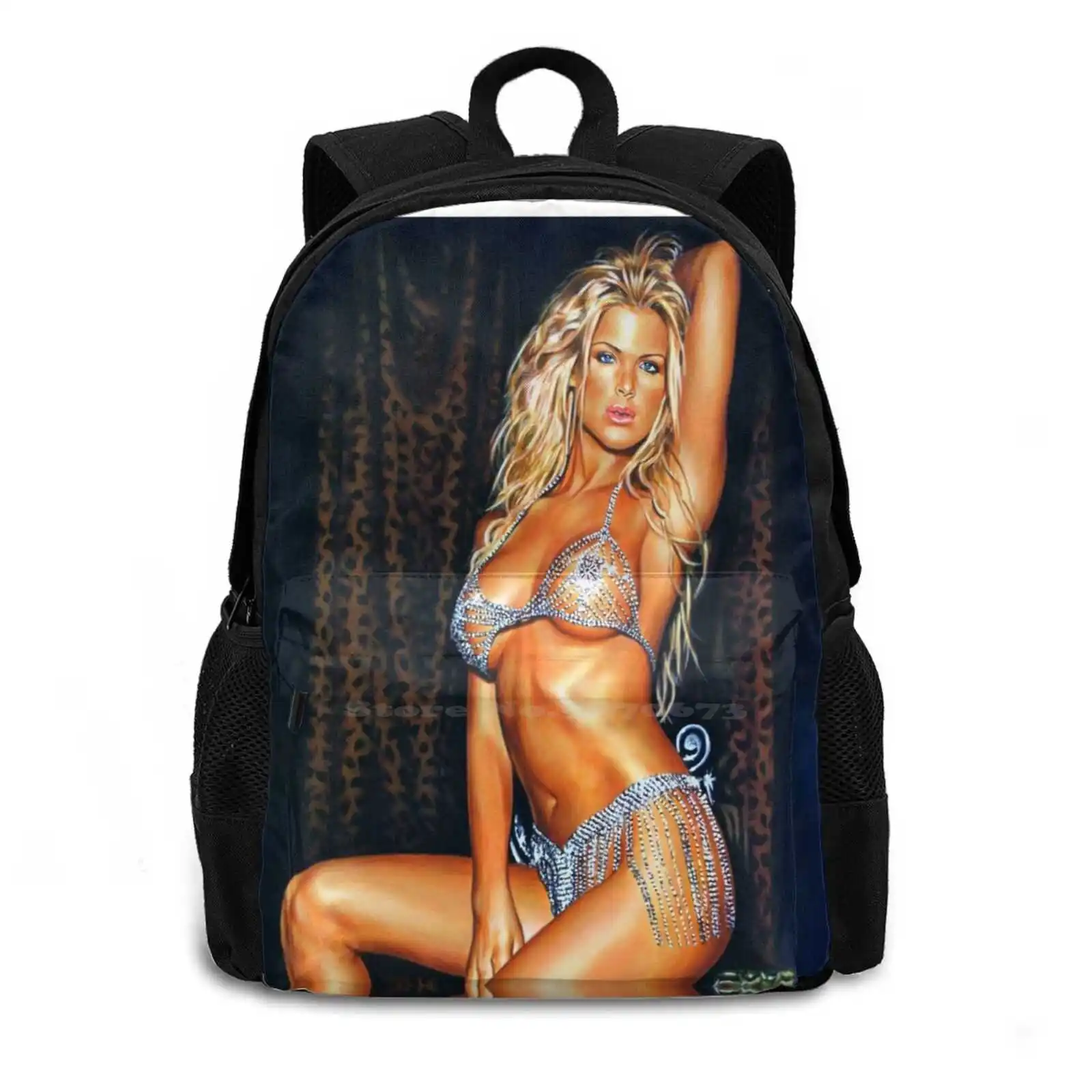 Ia Silvstedt Playmate Model Painting Rucksack Knapsack Storage Bag Backpack Silvstedt Ia Fashion Model Female Secret Angel Sexy