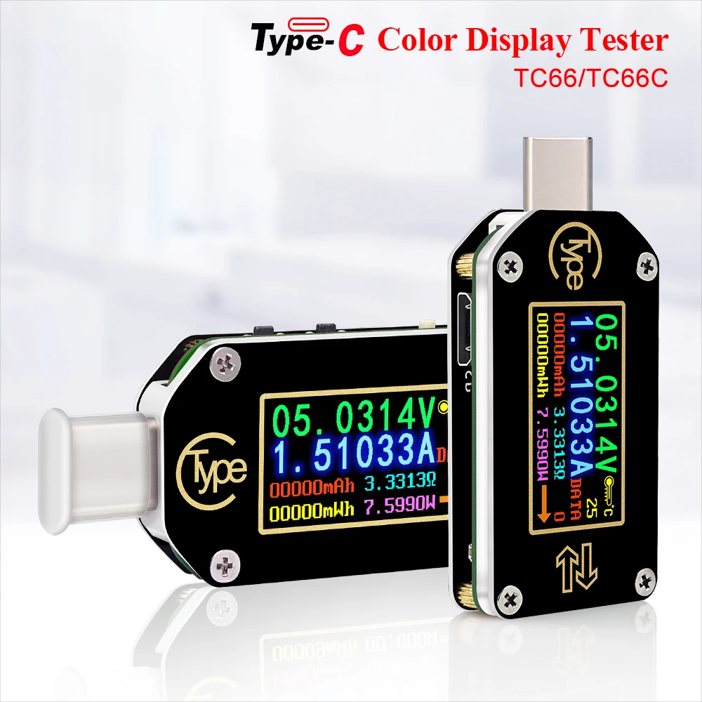 TC66/TC66C TC64 Type-C PD Trigger USB-C Voltmeter Ammeter Voltage 2 Way Current Meter Multimeter PD Charger Battery USB Tester