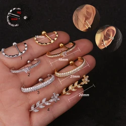 1 Pc 16G rook piercing jewelry long bar prong setting lobe earring for women  fashion CZ ear cuff stud daith tragus piercing