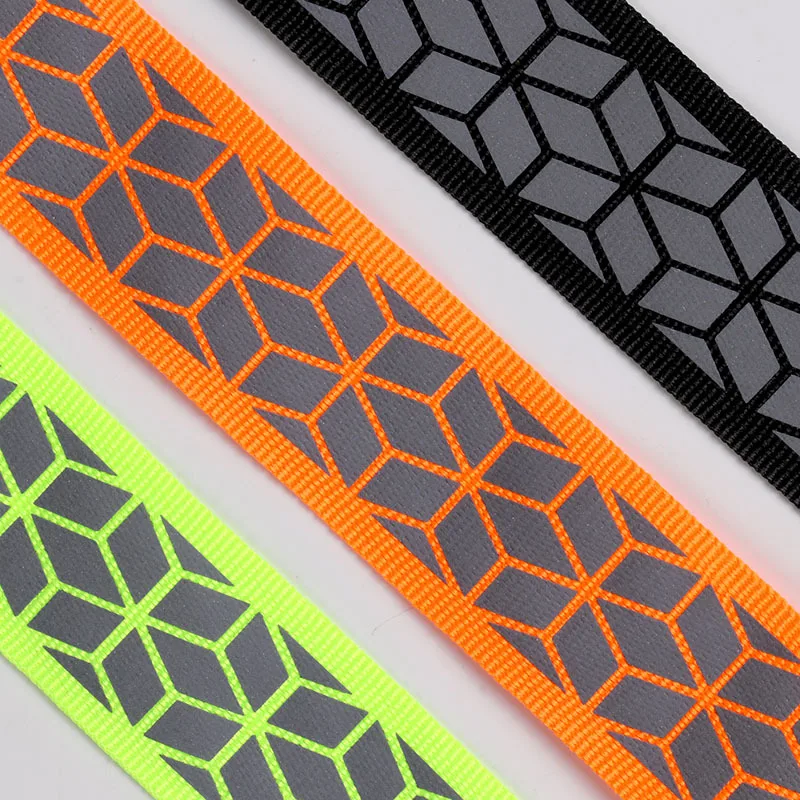 28MM Holographic Rhombic Reflective Webbing Nylon Safety Warning Reflective Belt DIY Hand Sewing Clothing Bags Supplies 5meter