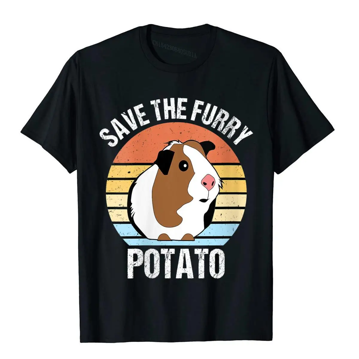 Womens Save The Furry Potato Funny Guinea Pig Crewneck T-Shirt Tops Tees Oversized Slim Fit Cotton Men's T Shirt Gothic