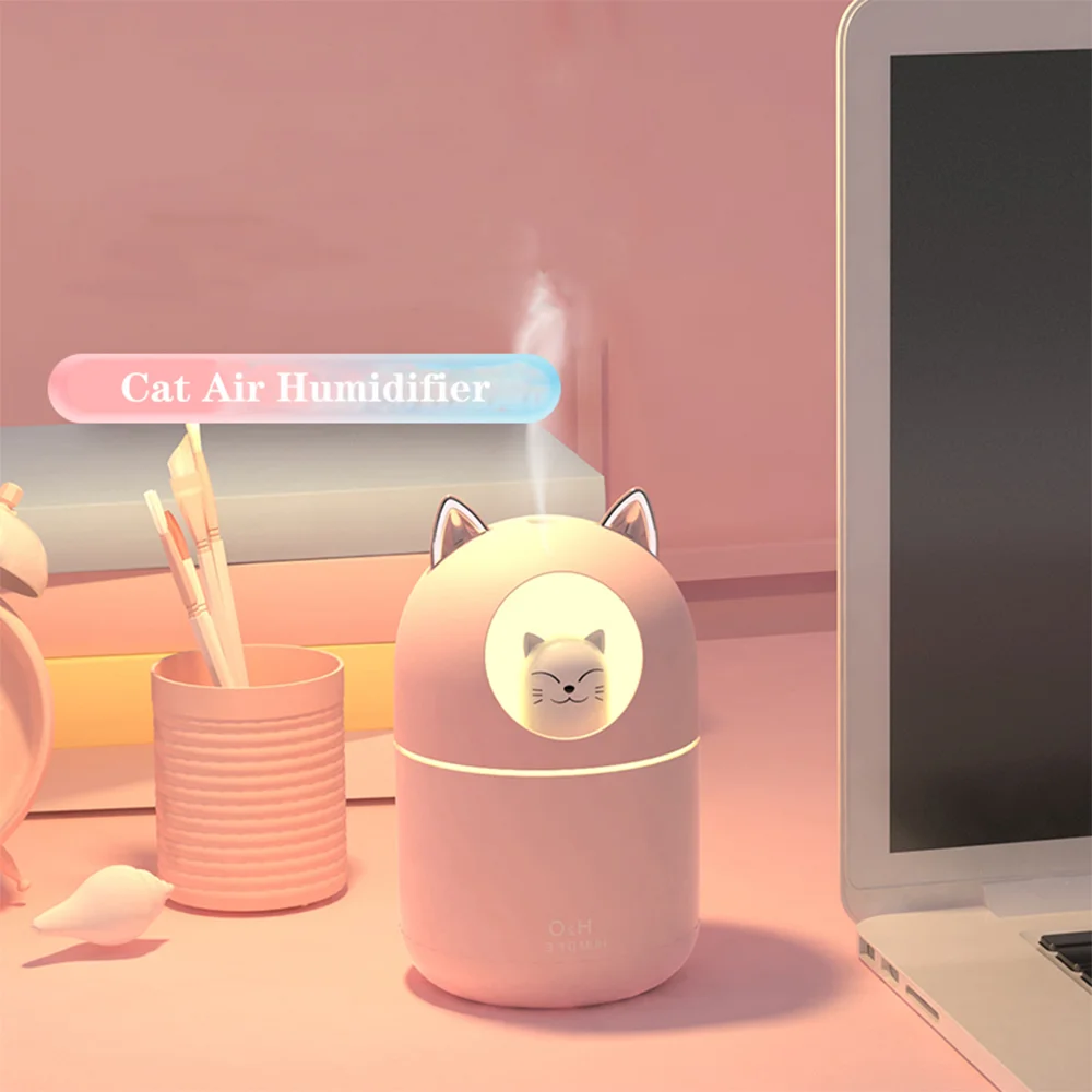 DADAWINDY-Umidificador de ar elétrico portátil, difusor de óleo aromático, pulverizador USB Cool Mist, luz noturna colorida para casa e carro, 300ml