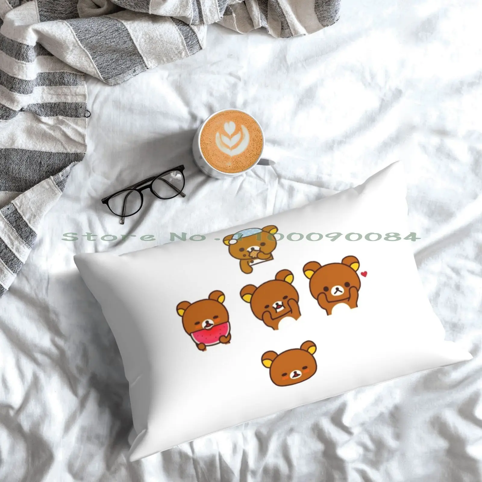 Rilakkuma-funda de almohada para niños y niñas, 20x30, 50x75, sofá, dormitorio, acabado él, juego de videojuegos, tendencia de lucha, divertido ventilador