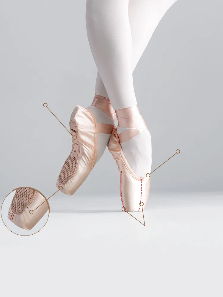 Meninas mulheres senhoras profissional ballet pointe sapatos de cetim sapatos de ballet com ribbonsprofessional ballet pointe sapatos meninas