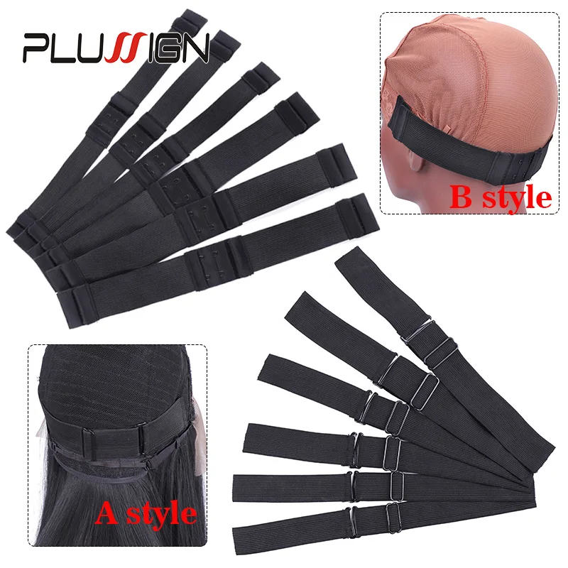 5 pièces Plussign bande élastique réglable pour perruques couture bande de perruque noire 2.5Cm, 3Cm, 3.5Cm largeur accessoires de perruque matériau fixe