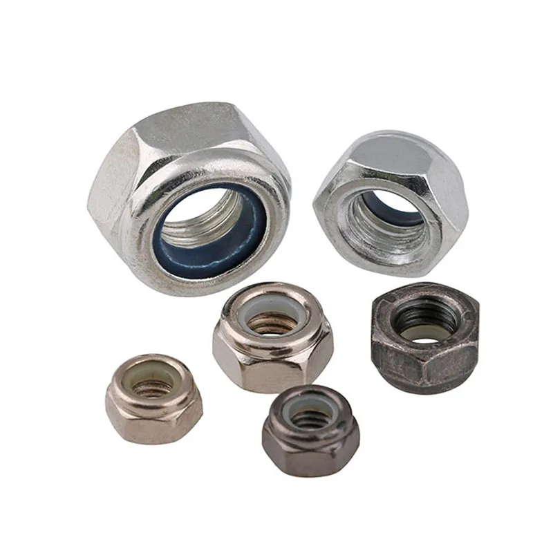 2-50Pcs Hex Nylon Insert Locknuts Carbon Steel Self Nylock Nut M2 M2.5 M3 M4 M5 M6 M8 M10 M12 M14 M16 DIN985