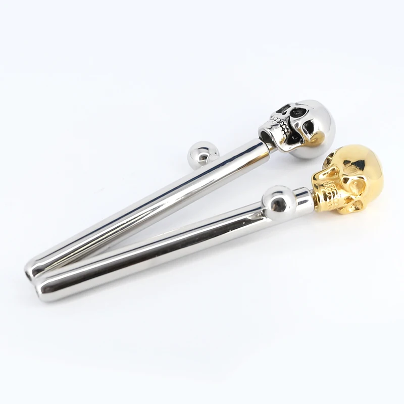 Gold Skull Urethral Sound Urethra Catheter Male Penis Plug Tube Urethral Stretcher Urethral Sound Dilator Adult Sex Toys for Men